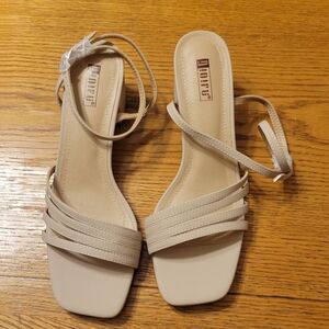 IDIFD Women's Strappy Sandals, Nude, Size: 8 1/2